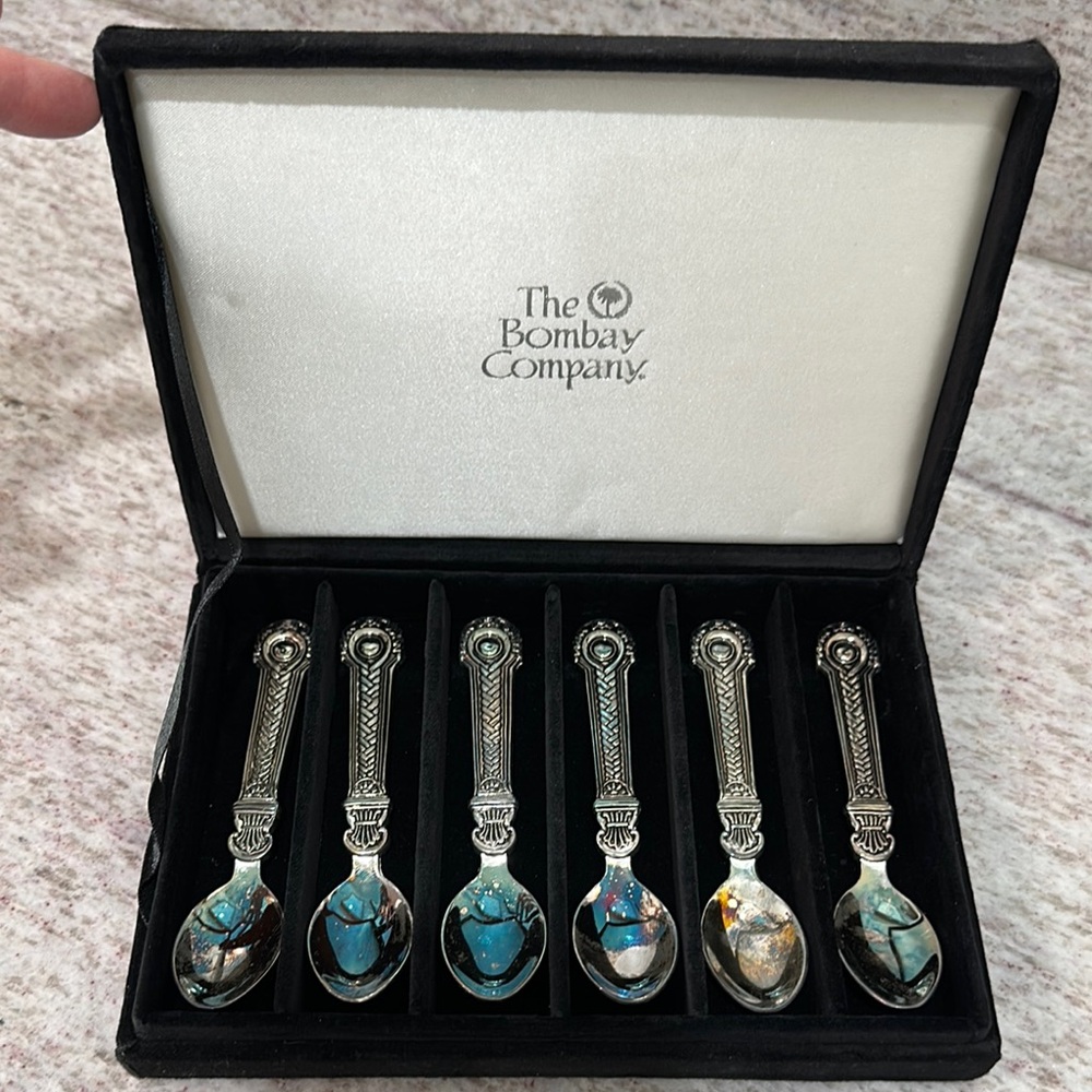The Bombay Company Silver Spoons Set of six in box